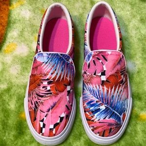 Nike colorful tropical  pink/blue slip-on shoes - 7